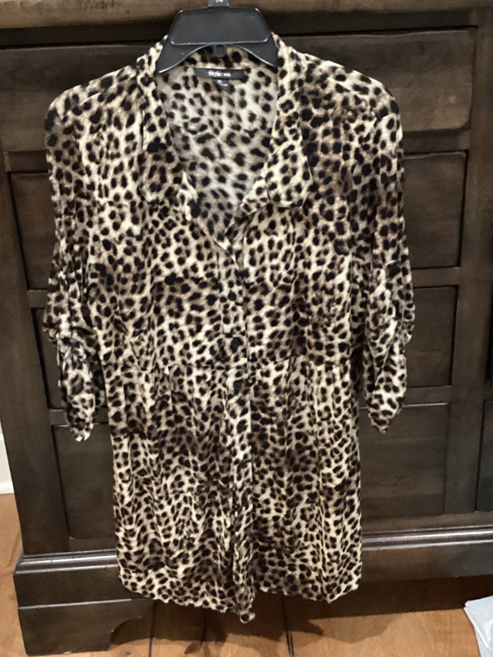 Style & Co. Leopard Print Women's Tunic Romper - Brown and Black
